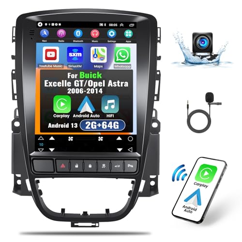 2G+64G CAMECHO Android 13 Autoradio für Opel Astra J/Buick EXCELLE Verano 2009-2014 mit Wireless CarPlay Android Auto, 9.7" Vertikal Bildschirm Bluetooth GPS WiFi HiFi FM RDS+Rückfahrkamera Mic von CAMECHO