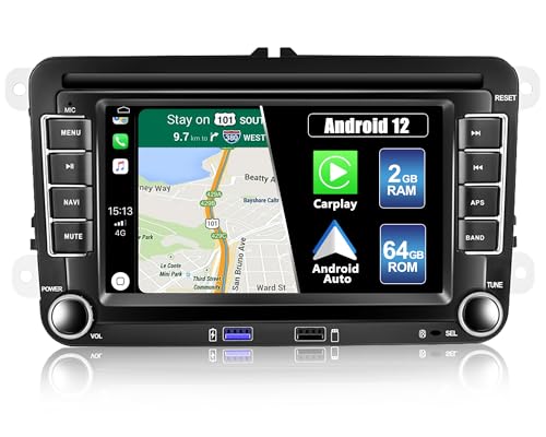 2G+64G CAMECHO Android 13 Autoradio mit Carplay für VW Golf 5 Golf 6 Skoda,Autoradio mit 7 Zoll Bildschirm/Navi/Wireless Android Auto/HiFi/FM RDS/Bluetooth und USB+Rückfahrkamera von CAMECHO