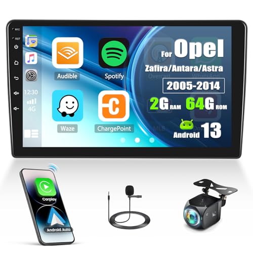 2G+64G Android 13 Autoradio mit Navi für Opel Zafira/Antara/Astra 2006-2010 mit Carplay Android Auto, 9 Zoll Auto Touch Display 2 Din mit GPS Navi Bluetooth WiFi FM/RDS USB + AHD Rückfahrkamera&MIC 2G+64G Android 13 Autoradio mit Navi für Opel Zafira/Antara/Astra 2006-2010 mit Carplay Android Auto, 9 Zoll Auto Touch Display 2 Din mit GPS Navi Bluetooth WiFi FM/RDS USB + AHD Rückfahrkamera&MIC von CAMECHO