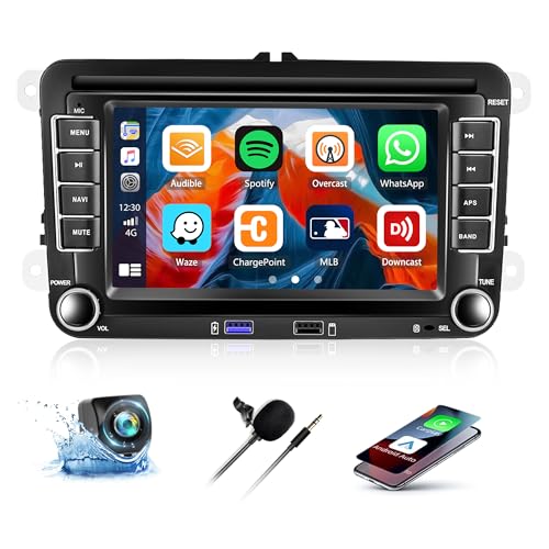 2GB+64GB CAMECHO Android 13 mit CarPlay Android Auto HiFi-Sound Autoradio mit Navi für VW Golf 5 Golf 6 Polo Passat Touran Skoda Seat,2*USB/WiFi/GPS/Bluetooth/FM/RDS/EQ(Rückfahrkamera+Mikrofon) von CAMECHO