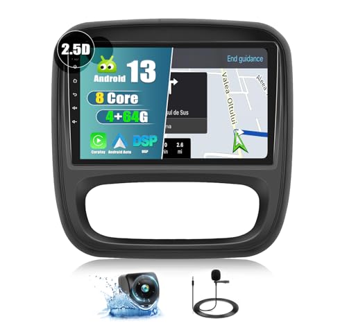 4+64G 8-Kern Android 13 Radio für Opel Vauxhall Vivaro Renault Trafic FIAT Talento Nissan NV300/VW30, 9" Autoradio mit Wireless Carpplay WiFi GPS Bluetooth FM/RDS +Canbus Rückfahrkamera von CAMECHO