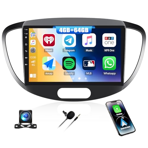 4G+64G CAMECHO Android 13 Autoradio für Hyundai i10 2007-2013 mit Wireless Carplay Android Auto Mirror Link, 9 Zoll Auto Bildschirm mit GPS WiFi Bluetooth FM/RDS Radio SWC + AHD Rückfahrkamera&MIC 4G+64G CAMECHO Android 13 Autoradio für Hyundai i10 2007-2013 mit Wireless Carplay Android Auto Mirror Link, 9 Zoll Auto Bildschirm mit GPS WiFi Bluetooth FM/RDS Radio SWC + AHD Rückfahrkamera&MIC von CAMECHO