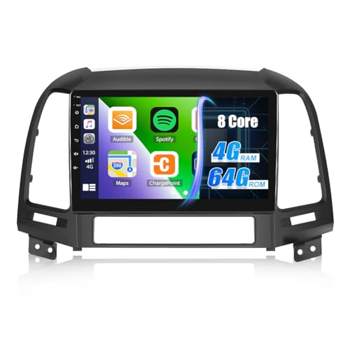 4G+64G CAMECHO Android 13 Autoradio mit Navi für Hyundai Santa Fe 2006-2012,8Core丨9 Zoll Doppel Din Auto Radio Touch Display mit Carplay Android Auto Bluetooth FM/RDS Mirror Link DSP von CAMECHO