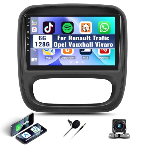 6G+128G CAMECHO Android 13 Autoradio für Opel Vivaro Renault Trafic FIAT Talento FIAT Nissan NV300/VW300 mit Carplay Android Auto, 9 Zoll Touchscreen Radio mit GPS WiFi BT FM/RDS SWC+Rückfahrkamera von CAMECHO