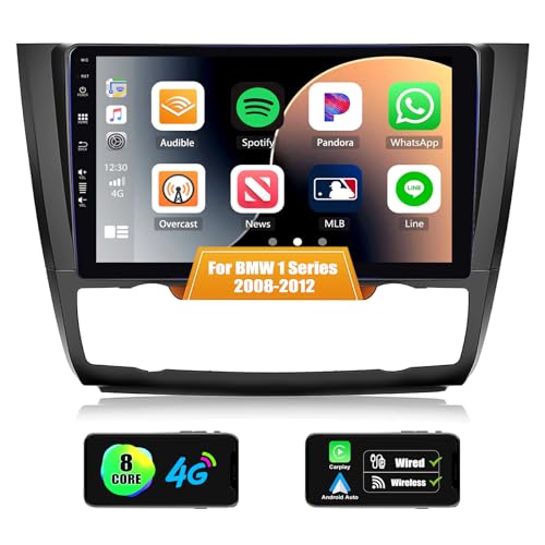 8 Core CAMECHO Android 12 [2G+32G] Autoradio für BMW 1 Serie E81 E82 E87 E88,9-Zoll Bildschirm mit Carplay Android Auto Mirror Link Navi Bluetooh AM/FM/RDS+Rückfahrkamera (Auto AC) von CAMECHO
