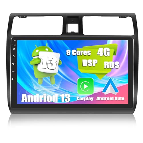8-Kerne CAMECHO Android 13 Autoradio für Suzuki Swift 2003-2010,4G+64G Autoradio mit 10 Zoll Bildschirm,Carplay Android Auto Mirrorlink,DSP FM/AM/RDS Navi WiFi&4G Bluetooth+Rückfahrkamera von CAMECHO
