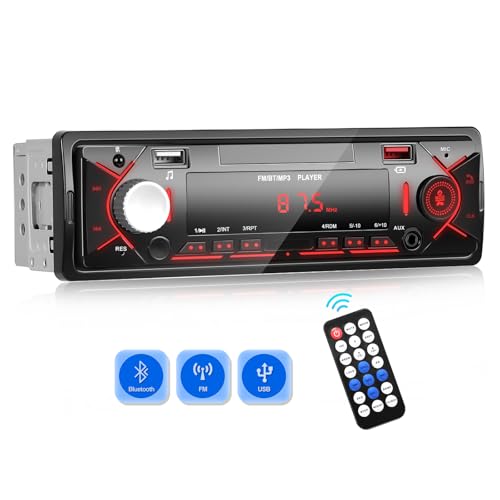Autoradio Bluetooth,CAMECHO 1 DIN Radio Stereo mit MP3 Player/FM/USB Charging/AUX,Unterstützung für iOS/Android(Keine CD) von CAMECHO