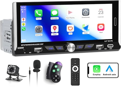 CAMECHO 1din Autoradio Carplay mit 6.9 Bildschirm CarPlay Android Auto, 1 Din Touch Display mit Bluetooth Freisprecheinrichtung USB EQ FM/RDS Mirror Link SWC+MIC+Rückfahrkamera CAMECHO 1din Autoradio Carplay mit 6.9 Bildschirm CarPlay Android Auto, 1 Din Touch Display mit Bluetooth Freisprecheinrichtung USB EQ FM/RDS Mirror Link SWC+MIC+Rückfahrkamera von CAMECHO