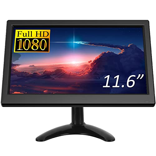 CAMECHO 11,6 Zoll Portable Monitor HD 1080P Display CCTV-Monitor Eingebauter Lautsprecher mit HDMI-VGA-AV-BNC-Anschluss Kompatibel mit PC, DVD, TV, Überwachungskamera Rückfahrkamera von CAMECHO