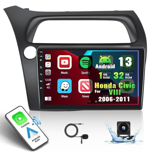 CAMECHO 1G+32G Android 13 Autoradio Für Honda Civic VIII 2006-2011 Wireless CarPlay Android Auto Bluetooth Radio NAVI GPS 9 Zoll Berührungsbildschirm WiFi HiFi Audio SWC + Rückfahrkamera Mikrofon CAMECHO 1G+32G Android 13 Autoradio Für Honda Civic VIII 2006-2011 Wireless CarPlay Android Auto Bluetooth Radio NAVI GPS 9 Zoll Berührungsbildschirm WiFi HiFi Audio SWC + Rückfahrkamera Mikrofon von CAMECHO