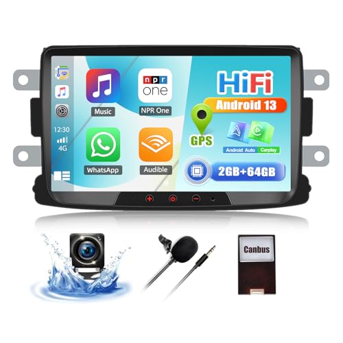 CAMECHO 2+64G Android 13 Autoradio für Renault Dacia Duster Sandero Dokker Logan, 8 Zoll Wireless Carplay Android Auto Bluetooth HD Touchscreen Radio mit GPS WiFi HiFi FM Mirror link +Rückfahrkamera CAMECHO 2+64G Android 13 Autoradio für Renault Dacia Duster Sandero Dokker Logan, 8 Zoll Wireless Carplay Android Auto Bluetooth HD Touchscreen Radio mit GPS WiFi HiFi FM Mirror link +Rückfahrkamera von CAMECHO
