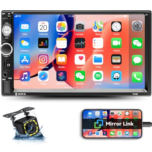 CAMECHO 2 Din Bluetooth Autoradio mit 7 Zoll Bildschirm Radio Mirror Link FM USB/AUX in/SD Doppel Din Autoradio Telefon mit Rückfahrkamera CAMECHO 2 Din Bluetooth Autoradio mit 7 Zoll Bildschirm Radio Mirror Link FM USB/AUX in/SD Doppel Din Autoradio Telefon mit Rückfahrkamera von CAMECHO