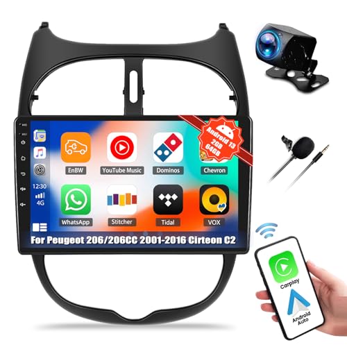 CAMECHO 2G+64G Android 13 Autoradio für Peugeot 206/206CC 2001-2016 Cirteon C2, 9" Bildschirm Autoradio-Wireless Apple Carplay Android Auto GPS WiFi Bluetooth FM RD USB SWC+Rückfahrkamera CAMECHO 2G+64G Android 13 Autoradio für Peugeot 206/206CC 2001-2016 Cirteon C2, 9" Bildschirm Autoradio-Wireless Apple Carplay Android Auto GPS WiFi Bluetooth FM RD USB SWC+Rückfahrkamera von CAMECHO