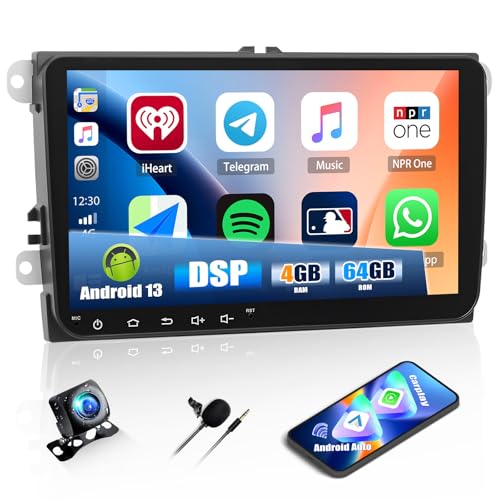 CAMECHO 4+64G 9 Zoll Autoradio für VW Passat Golf Jetta EOS Polo Touran Seat Sharan, Android 13 Wireless Carplay Bluetooth HD Radio mit Android Auto AI DSP WiFi FM/RDS GPS +Canbus Rückfahrkamera CAMECHO 4+64G 9 Zoll Autoradio für VW Passat Golf Jetta EOS Polo Touran Seat Sharan, Android 13 Wireless Carplay Bluetooth HD Radio mit Android Auto AI DSP WiFi FM/RDS GPS +Canbus Rückfahrkamera von CAMECHO