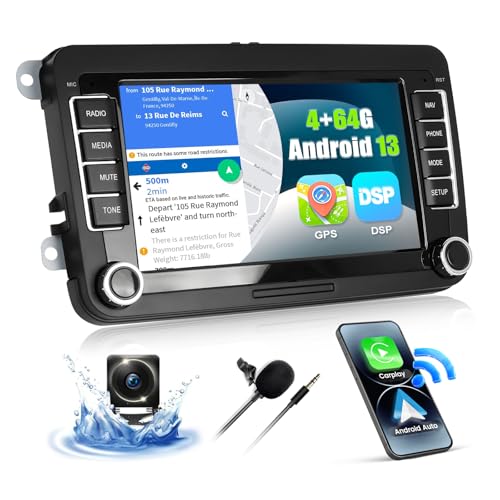 CAMECHO 4+64G Android 13 Autoradio für VW Passat Golf Polo Octavia Touran Sharan Seat, 7 Zoll Wireless Carplay Bluetooth Radio mit Rückfahrkamera mit Android Auto GPS WiFi FM/RDS AI DSP Mirror Link CAMECHO 4+64G Android 13 Autoradio für VW Passat Golf Polo Octavia Touran Sharan Seat, 7 Zoll Wireless Carplay Bluetooth Radio mit Rückfahrkamera mit Android Auto GPS WiFi FM/RDS AI DSP Mirror Link von CAMECHO