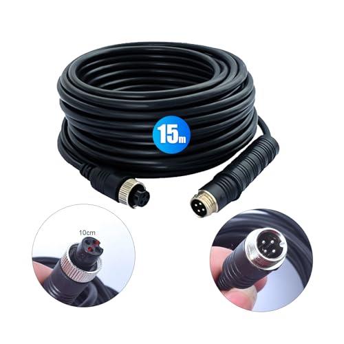 CAMECHO 50FT/15M 4-Pin Aviation Plug Rückfahrkamera Kabel für Rückfahrkamera Auto Kamera Monitor von CAMECHO