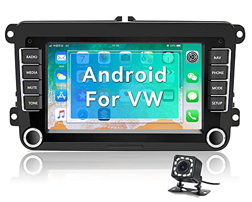 CAMECHO Android 10.0 Autoradio für VW Golf 5 Golf 6 Skoda Seat Polo, 2Din Autoradio mit Navi 7 Zoll mit Bildschirm Bluetooth HD Touchscreen AM FM USB SWC WiFi Canbus + Rückfahrkamera von CAMECHO