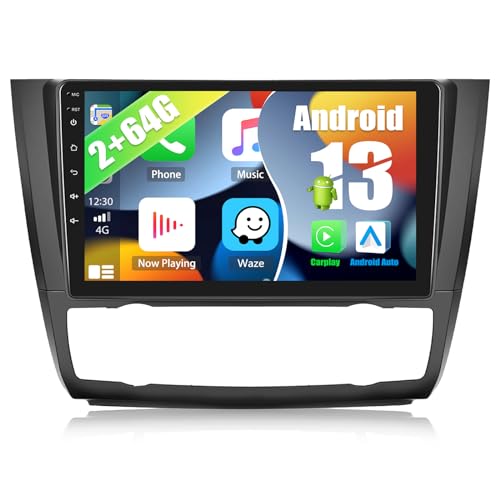 2G+64G CAMECHO Android 13 Autoradio für BMW 1 Serie E81 E82 E87 E88,9-Zoll Bildschirm Auto Radio Touch Display mit Carplay Android Auto Wireless/HiFi/Navi/Bluetooh/RDS FM+Rückfahrkamera (Auto AC) von CAMECHO