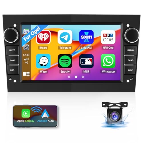 CAMECHO Android 13 Autoradio mit Navi für Opel,7 Zoll Doppel Din Radio mit Carplay Android Auto HiFi RDS Bluetooth+Rückfahrkamera für Astra H/Zafira B/Corse C D von CAMECHO