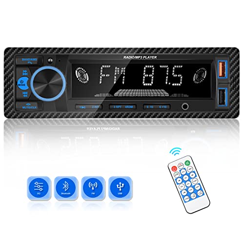 CAMECHO Autoradio 1 DIN Bluetooth Freisprecheinrichtung 60W MP3 Player Unterstützung USB/AUX-IN/FM Radio+Tastenbeleuchtung+Fernsteuerung von CAMECHO