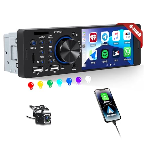 CAMECHO Autoradio 1Din Carplay mit Rückfahrkamera 4 Zoll Bildschirm, Android Auto Bluetooth HD Touch Display Radio mit Mirror Link FM/RDS Lenkradsteuerung EQ Hintergrundbeleuchtung CAMECHO Autoradio 1Din Carplay mit Rückfahrkamera 4 Zoll Bildschirm, Android Auto Bluetooth HD Touch Display Radio mit Mirror Link FM/RDS Lenkradsteuerung EQ Hintergrundbeleuchtung von CAMECHO