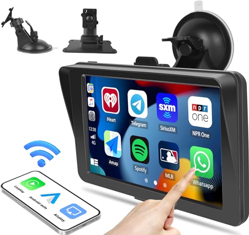 CAMECHO CarPlay & Android Auto Wireless,Digital Media Receiver mit 7" Display Tragbare Navigationsgeräte Autoradio mit Apple Airplay, Bluetooth, Mirror Link, Sprachsteuerung AUX/FM-Transmitter von CAMECHO