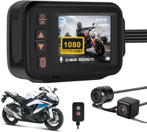 CAMECHO Dashcam für vorne und hinten, IP65 wasserdichte Dual-Dash-Kamera für Motorsport/Motorräder/UTV/ATV und Golfwagen, 2'' HD-Dashcam mit G-Sensor/Schleifenaufnahme/32GB TF-Karte/Fahrzeugrecorder CAMECHO Dashcam für vorne und hinten, IP65 wasserdichte Dual-Dash-Kamera für Motorsport/Motorräder/UTV/ATV und Golfwagen, 2'' HD-Dashcam mit G-Sensor/Schleifenaufnahme/32GB TF-Karte/Fahrzeugrecorder von CAMECHO