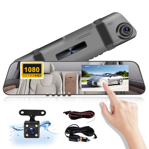 CAMECHO Spiegel Dashcam mit Rückfahrkamera 4.5''Touch Screen Full HD 1080P, Dual Dash Cam Spiegel Auto Vorne und Hinten,Super Nachtsicht mit DVR Loop-Aufnahme von CAMECHO