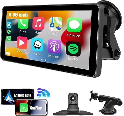 CAMECHO Wireless Carplay & Android Auto 6,86 Zoll IPS Touchscreen Tragbares Autoradio mit Bluetooth Autoradioempfänger Unterstützung Assistent FM Transmitter AUX Kabel Dash Mount CAMECHO Wireless Carplay & Android Auto 6,86 Zoll IPS Touchscreen Tragbares Autoradio mit Bluetooth Autoradioempfänger Unterstützung Assistent FM Transmitter AUX Kabel Dash Mount von CAMECHO