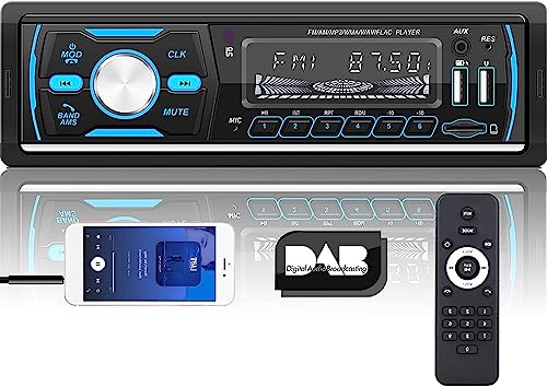 DAB + Autoradio mit Bluetooth 1 Din Digital Media Player Freisprecheinrichtung FM/AM/RDS Radio Auto MP3-Player 4x50W Zwei USB/AUX-Eingang/SD/TF-Karte + Fernbedienung von CAMECHO