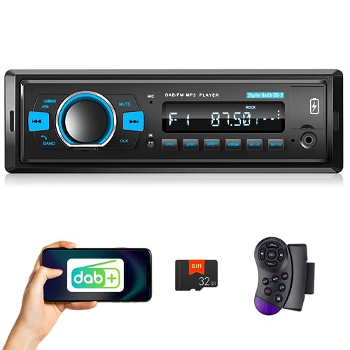 DAB + Autoradio mit Bluetooth 1 Din Digital Media Player Unterstützung FM Radio Auto MP3-Player EQ Steering Wheel ControlUSB/AUX-Eingang/SD/TF-Karte + 32G SD-Karte von CAMECHO