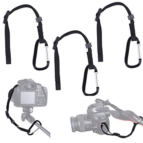 3X Kamera-Haltegurt mit Karabiner - Sichern Sie Ihre DSLR oder Kompaktkamera doppelt - Zuerst an der Kameraöse befestigen - Dann an Kameragurt, Stativ, Einbeinstativ etc. anschließen von CAMKIX
