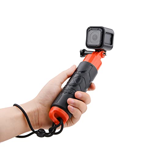 Luxus Schwimmender Handgriff / Schwimmer für GoPro Hero 4, Session, 3+, 3, 2, 1 / hohler Innenraum für die Aufbewahrung von Kleinteilen / Strukturierte Silikon Beschichtung am Griff für Easy Grip / Stativschraube und Sicherungsband inklusive (Gelb) von CAMKIX