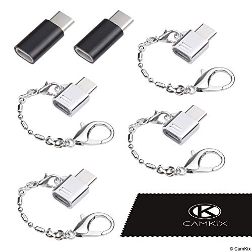 Micro USB auf USB C Adapter (4X Compact mit Schlüsselanhänger + 2X Normal) - Ermöglicht Laden und Datenübertragung für Ihr USB-C-Gerät von CAMKIX