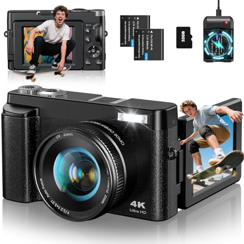 CAMKORY 4K Digitalkamera 48MP Kompaktkamera Fotokamera Autofokus mit 180° Flip-Bildschirm,16X Digital Zoom Kompaktkamera Fotoapparat mit 32GB Karte,2 Batterien für Anfänger CAMKORY 4K Digitalkamera 48MP Kompaktkamera Fotokamera Autofokus mit 180° Flip-Bildschirm,16X Digital Zoom Kompaktkamera Fotoapparat mit 32GB Karte,2 Batterien für Anfänger von CAMKORY