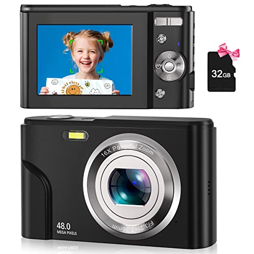 Digitalkamera, Fotokamera Autofokus mit 32GB Karte 1080P 48MP Kompaktkamera Fotoapparat 16X Digitaler Zoom Tragbare Digitalkamera Kultivieren Hobbys und Kreativität für Kinder Studenten Digitalkamera, Fotokamera Autofokus mit 32GB Karte 1080P 48MP Kompaktkamera Fotoapparat 16X Digitaler Zoom Tragbare Digitalkamera Kultivieren Hobbys und Kreativität für Kinder Studenten von CAMKORY