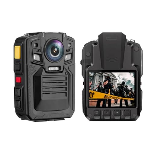 CAMMHD V8-128GB 1440P Body cam 36MP wasserdicht Loop-Aufnahme 2 Batterien mit 10 Stunden Bodycam Polizei mit tragbarer Audio- und Videoaufzeichnung, Nachtsicht-Polizeikörperkamera (MAX 2160P) von CAMMHD