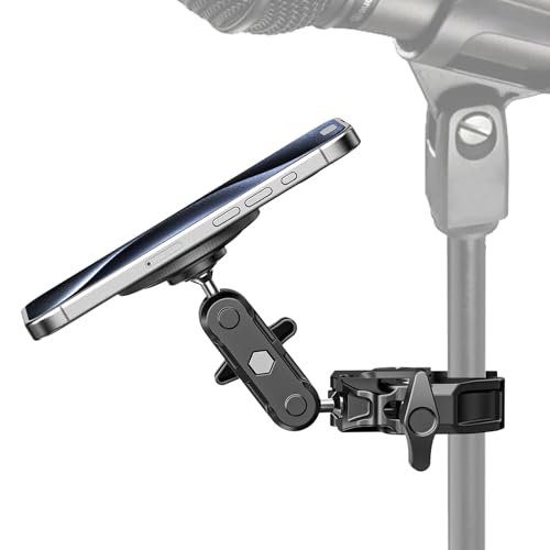 Mikrofonständer, Handyhalterung, Aluminium, kompatibel mit Magsafe iPhone 16/15/14/13/12 Plus Pro Max Serie, seitliche Halterung, Telefon-Musikständerhalter für Mikrofon, 360° drehbar, neigbar Mikrofonständer, Handyhalterung, Aluminium, kompatibel mit Magsafe iPhone 16/15/14/13/12 Plus Pro Max Serie, seitliche Halterung, Telefon-Musikständerhalter für Mikrofon, 360° drehbar, neigbar von CAMOLO GEEK
