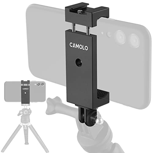 CAMOLO Handyhalterung Stativ Adapter für Gopro mit Blitzschuh Mount Adapter, Metall Universal 2 in 1 Handy Halterung mit Cold Shoe Mount Adapter und 1/4 Schraube für iPhone,GoPro, Selfie Stick Vlog von CAMOLO
