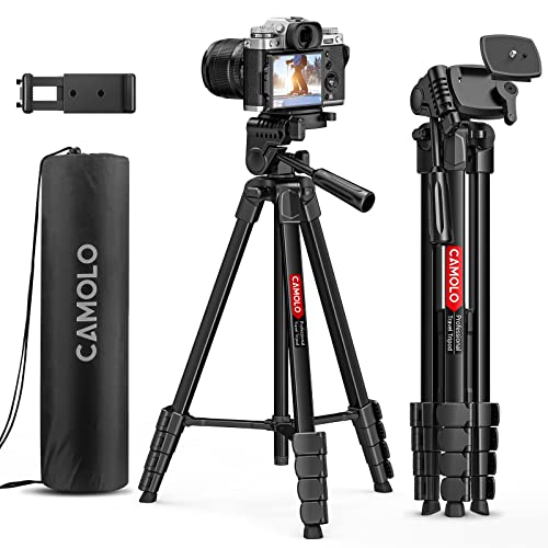 CAMOLO Phone Tripod，67 "Kamerastativ DSLR Stativ für Reisen Aluminium Kamerastativ mit Reisetasche Vlogging Kamera Handy Stativ Video Fotografie für YouTube von CAMOLO