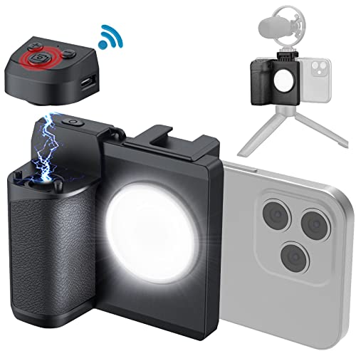 CAMOLO Smartphone Handgriff, Magnetischer Capgrip Kameragriff für Smartphone,iPhone Halterung Griff, Grip Magnetische Ring-Stativhalterung 1/4 mit Abnehmbarer Drahtlose Fernbedienung von CAMOLO