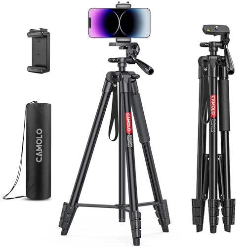 CAMOLO Telefonstativ, 63,6" Kamerastativ für Reisen Aluminium Leichtes Stativ mit Reisetasche Vlogging für Kamera DSLR Handy Stativ Video Fotografie für YouTube CAMOLO Telefonstativ, 63,6" Kamerastativ für Reisen Aluminium Leichtes Stativ mit Reisetasche Vlogging für Kamera DSLR Handy Stativ Video Fotografie für YouTube von CAMOLO