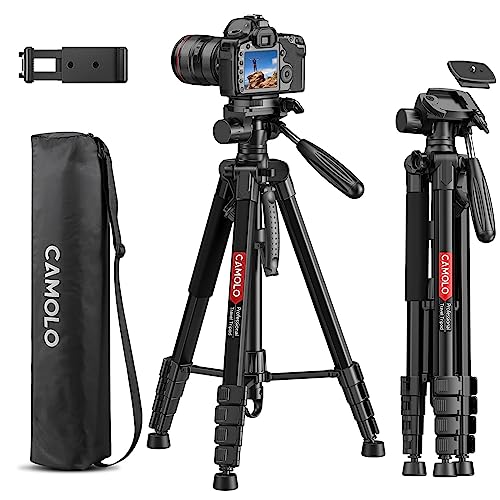 Kamera-Stativ 74" Stativ für Kamera Handy Video Fotografie, Heavy Duty Stativ, Professionelle Reise DSLR Stative Kompatibel mit Kameras, Telefone, Projektor, Ringlicht, Spektive von CAMOLO