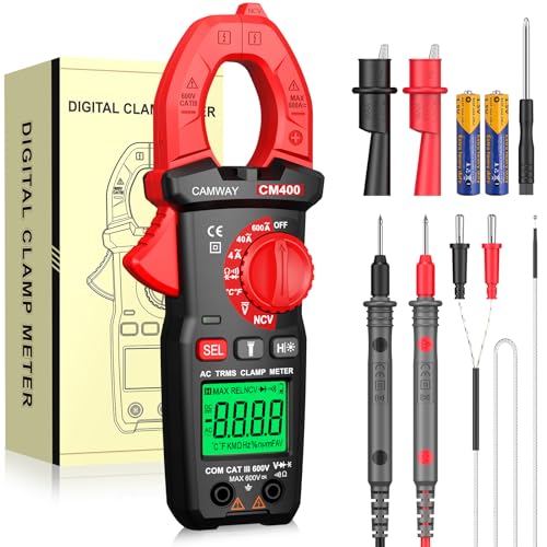 CAMWAY Stromzange, Digitales Strommessgerät AC Strom 600A 4000 Counts True-RMS Zangenmultimeter, Auto-Ranging LCD Spannungsprüfer misst Spannung Strom Widerstand NCV Dioden Kapazität Temperatur CAMWAY Stromzange, Digitales Strommessgerät AC Strom 600A 4000 Counts True-RMS Zangenmultimeter, Auto-Ranging LCD Spannungsprüfer misst Spannung Strom Widerstand NCV Dioden Kapazität Temperatur von CAMWAY