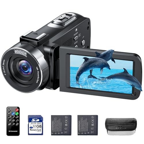 Videokamera 4K 42MP Camcorder 18X Digitalzoom kamera Video recorder, 3,0 Zoll 270° drehbarer Bildschirm Video Camera Vlogging Kamera für Youtube mit 32 GB SD-Karte, Akkus, Fülllicht, Fernbedienung von CAMWORLD