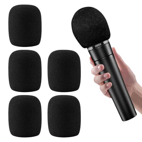 5 Stück Mikrofon Windschutz, Staubdicht Mic Foam Cover, Schwamm Mikrofonabdeckung für tragbare Mikrofone, KTV und Performance Bühne von CANCYCC