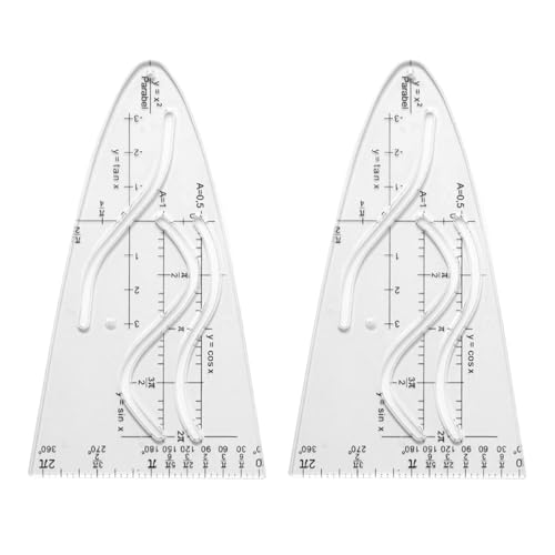 Parabelschablone, 2 Stück Kurvenschablone, Normalparabel Schablone, Parabel Schablone, Parabel Lineal, Parabelschablone Mathe, Für Studenten Büro Designer Malerei, Sinus Kosinus Tangens von CANCYCC