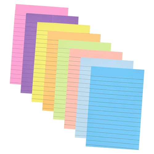 CANIGHT 8 Fluoreszierende Horizontale Linien Für Büro Und Schule, Multifunktionale Notizaufkleber, Süße Notizaufkleber, Selbstklebende Notizblöcke, Notizblöcke Fürs Büro, Karten, Klebrige von CANIGHT