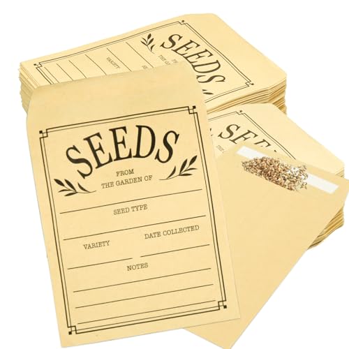 200 Pcs Seed Envelopes Samenumschläge, wiederverschließbare Samenumschläge für kleine Samenpakete, braune Papier-Samenumschläge mit Aufdruck, 7,9 x 11,9 cm, selbstdichtende Samenumschläge von CANIPHA