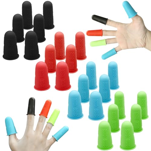 24 Stück Heißkleber-Fingerschutz, Silikon-Fingerschutz, Gummi-Fingerspitzen-Pads, Gummi-Fingerhut, Gummi-Fingerschutz, Gummi-Fingerspitzen, Büro, Sortieren, Post, Heißklebepistole, Nähen (3 Größen) von CANIPHA